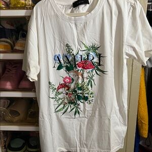 AMIRI White Tee with Botanical Graphic